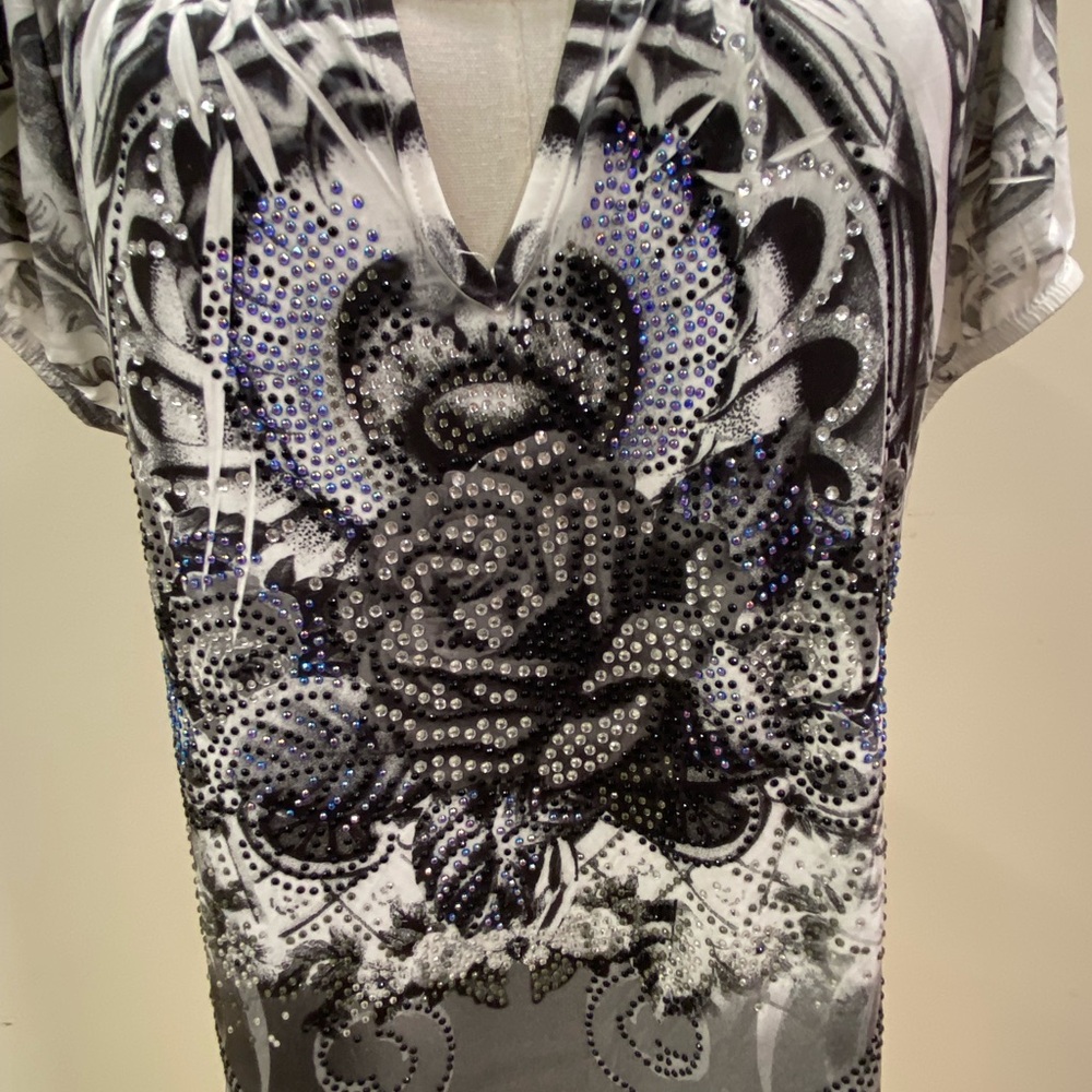 Elegant Gray Patterned Women's Dress - Picture 5 of 6